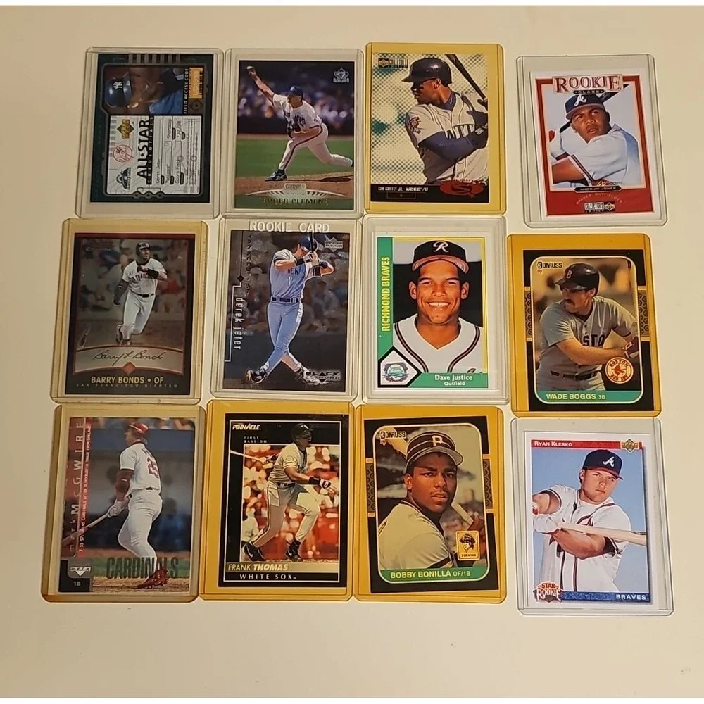 Baseball Cards Lot Of 28 80's 90's In Hard Cases See Pictures